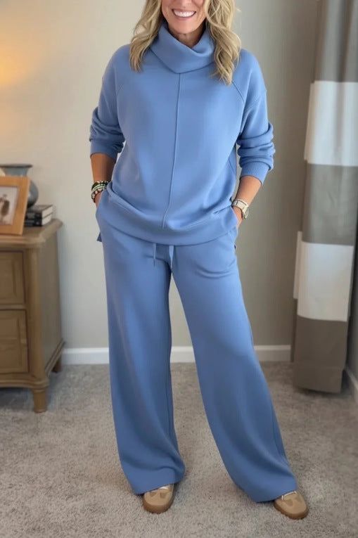🔥Women's Casual Set, Minimalist High Collar Sweater + Straight Casual Pants