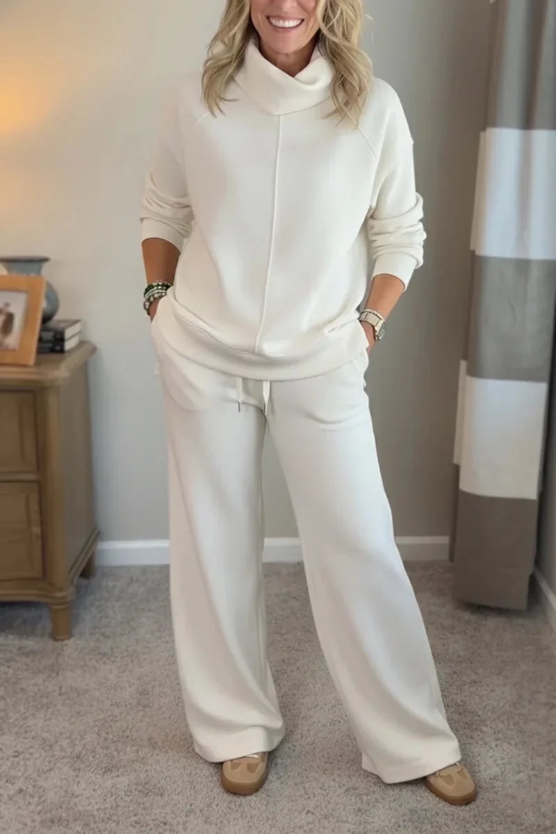 🔥Women's Casual Set, Minimalist High Collar Sweater + Straight Casual Pants