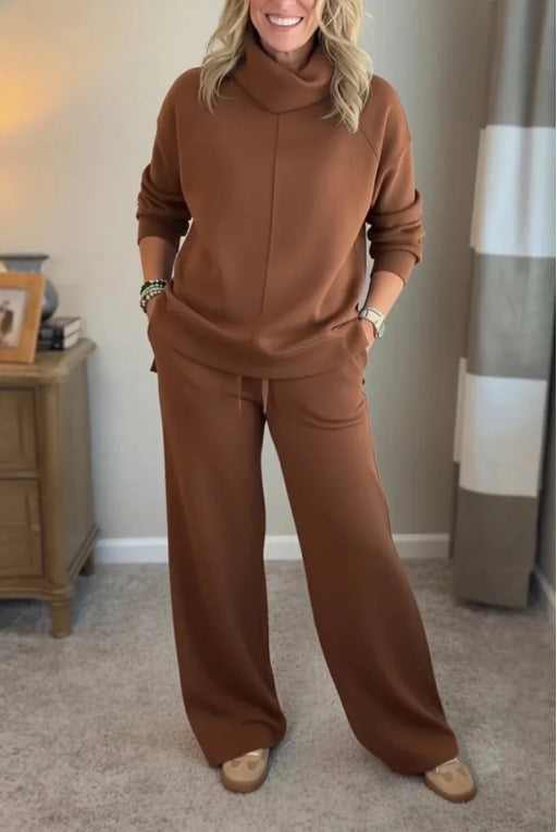 🔥Women's Casual Set, Minimalist High Collar Sweater + Straight Casual Pants