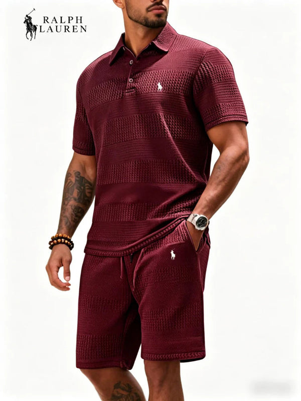 Everyday Waffle Polo Shorts Set